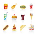 Fast food and drink icons Royalty Free Stock Photo