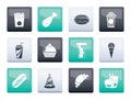 Fast food and drink icons over color background Royalty Free Stock Photo