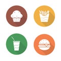 Fast food flat design icons set Royalty Free Stock Photo