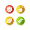 Fast food flat design long shadow glyph icons set Royalty Free Stock Photo