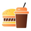 Fast food flat icon. Hamburger and drink color icons in trendy flat style. Meal gradient style design, designed for web Royalty Free Stock Photo