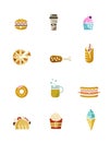 Fast food. Flat icons. Royalty Free Stock Photo