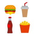 Fast food flat icons Royalty Free Stock Photo