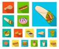 Fast food flat icons in set collection for design.Food from semi-finished products vector symbol stock web illustration. Royalty Free Stock Photo