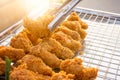 Fast food fried chicken and pandan for rancid smell oil. Royalty Free Stock Photo