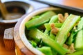 fast food fried pork with Chinese cabbage or choy sum with soup Royalty Free Stock Photo