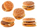 Fast food. Group hamburger isolated on white Royalty Free Stock Photo