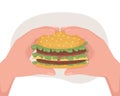 Fast food hamburger 2D vector isolated illustration Royalty Free Stock Photo