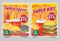 Fast food hamburger, Fast food meals banners tasty set fast food vector Royalty Free Stock Photo