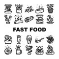 fast food hamburger restaurant icons set vector Royalty Free Stock Photo