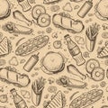 Fast food hand drawn vintage backdrop