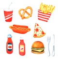 Fast Food Hand drawn watercolor element for design