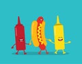 Fast food. Hot dog, ketchup and mustard Royalty Free Stock Photo