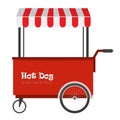 Fast food hot dog and street hotdog cart with awning Royalty Free Stock Photo