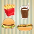 Fast food icon of burger, french-fry and drink Royalty Free Stock Photo