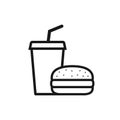 Fast food icon. Burger and soft drink cup icon. Royalty Free Stock Photo