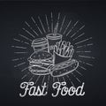 Fast food icon, chalkboard style, Royalty Free Stock Photo