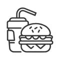 Fast food icon. Hamburger, french fries and soft drink glass, Symbols of street food Royalty Free Stock Photo