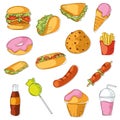 Fast food icon pattern Restaurant wallpaper Vector Royalty Free Stock Photo