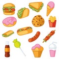 Fast food icon pattern Restaurant wallpaper Vector Royalty Free Stock Photo