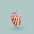 Fast food icon. Popcorn on blue background. 3d render