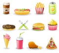 Fast food icon set. Royalty Free Stock Photo