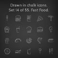 Fast food icon set drawn in chalk Royalty Free Stock Photo