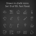 Fast food icon set drawn in chalk Royalty Free Stock Photo