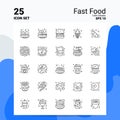 25 Fast Food Icon Set. 100% Editable EPS 10 Files. Business Logo Concept Ideas Line icon design Royalty Free Stock Photo