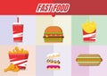 Fast food set Icon flat design