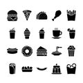 Fast Food icon set, Glyph style Royalty Free Stock Photo