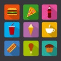 Fast food icon set Royalty Free Stock Photo