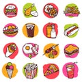 Fast Food Icon Set Royalty Free Stock Photo