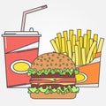 Fast food icon. Vector icon cola,fries and burger . For web design and application interface, also useful for infographics. Vector