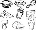 Fast food icons Royalty Free Stock Photo