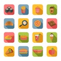 Fast Food Icons Flat