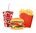 fast food icons hamburger drink french fries vector illustration isolated on white background