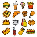 Fast food icons Royalty Free Stock Photo