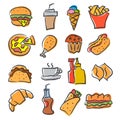 Fast food icons Royalty Free Stock Photo