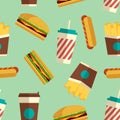 Fast Food icons pattern in flat style