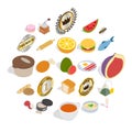 Fast food icons set, isometric style Royalty Free Stock Photo