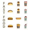 Fast Food icons set. Royalty Free Stock Photo