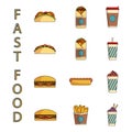 Ast Food icons set. Royalty Free Stock Photo