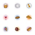 Fast food icons set, pop-art style Royalty Free Stock Photo