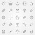 Fast Food icons set - vector junk food concept line symbols