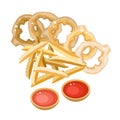 A Pile of French Fries and Onion Ring