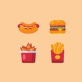 Fast food illustration set in flat style