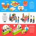 Fast Food Isometric Banners Set Royalty Free Stock Photo