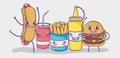 Fast food kawaii cartoon