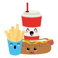 Fast food kawaii cartoon